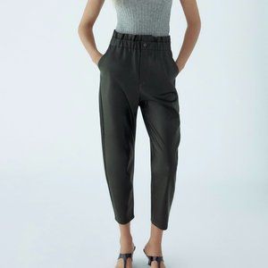 Zara Faux Leather ‘Baggy’ Cropped Pants | Size 25 (US 0) | Black | NEW w/ Tags